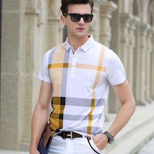 Load image into Gallery viewer, 2020 summer polo shirt men's brand clothing cotton short sleeve business casual plaid designer homme camisa breathable plus size
